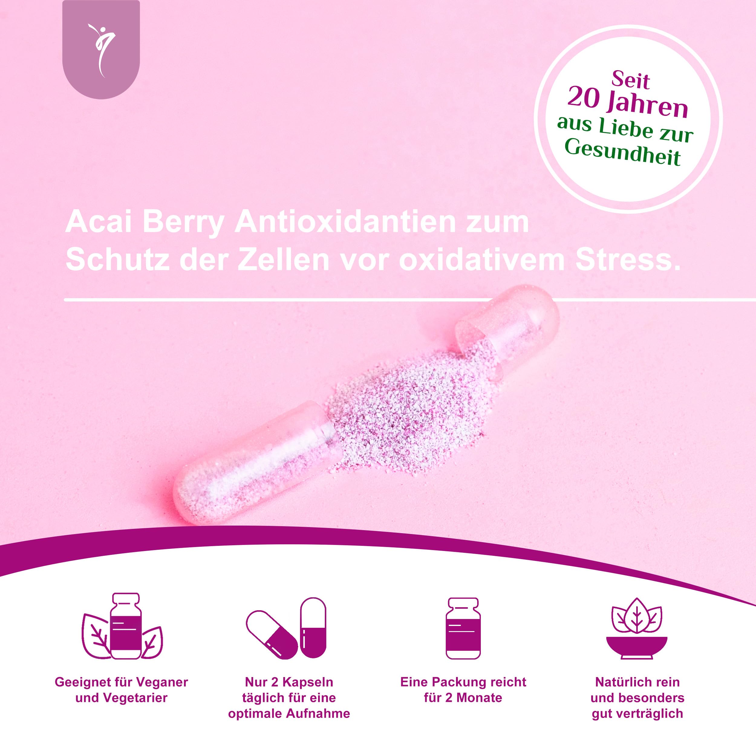 SanaExpert® Acai Berry, Nahrungsergänzung mit Reinem Açaí-Beeren-Extrakt, 120 Kapseln, 4000 mg Tagesdosis, Antioxidantien, Vegan, ohne Zusätze, Made in Germany