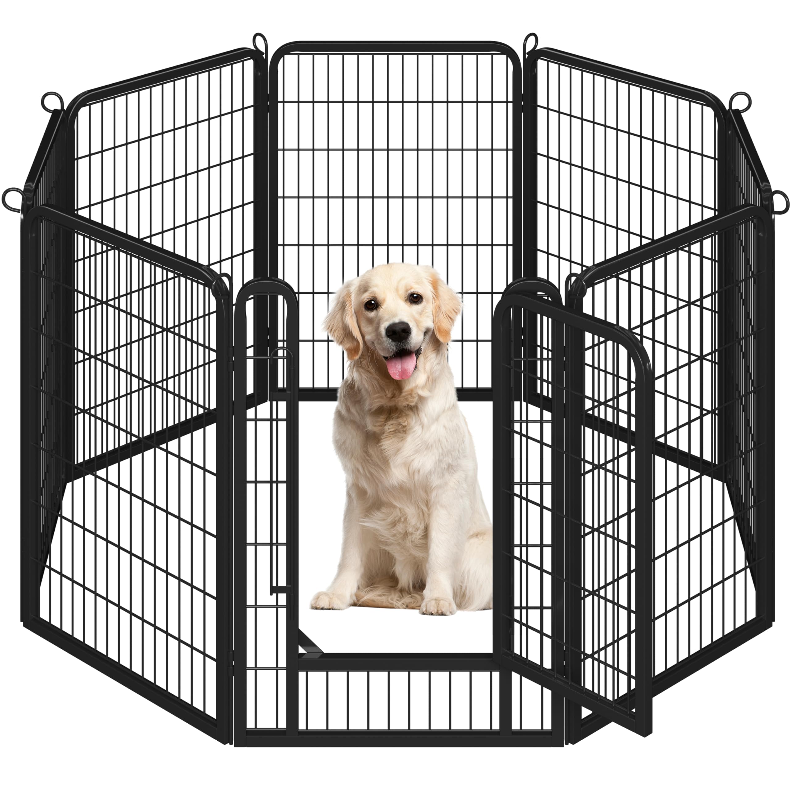 Yaheetech Recinto per Cani Grande 8 Pannelli 68 x 100 cm Conigli Animali Cuccioli per Casa da Interno Esterno Giardino in Ferro Recinzione Rete Metallica Pieghevole e Portatile Nero