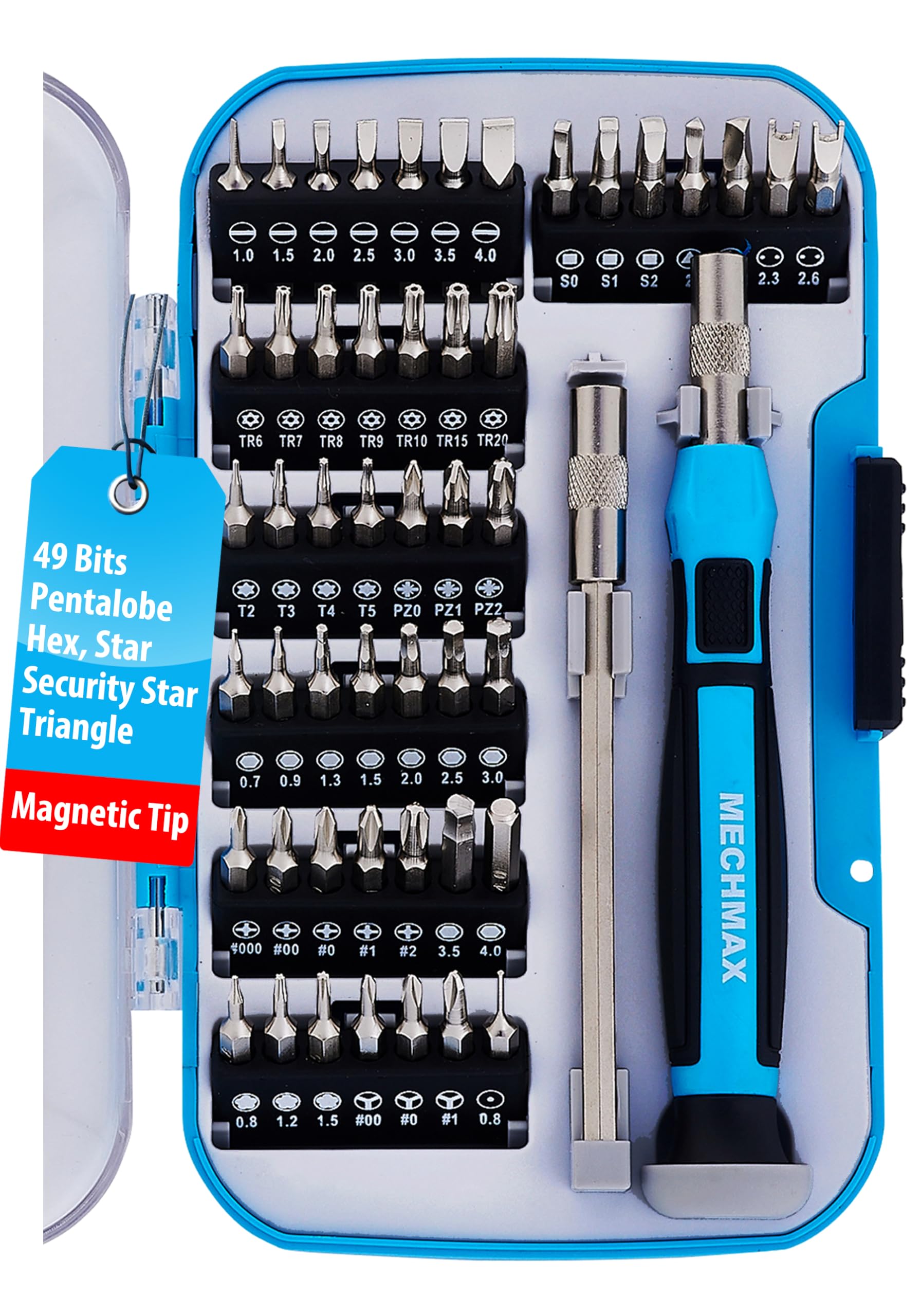 51-Piece MECHMAX Magnetic Precision Screwdriver Set - Electronics Repair Tool Kit with Security Star, Pentalobe Bits for iPhone, MacBook, PS5, Switch, Laptop, Glasses & Watch