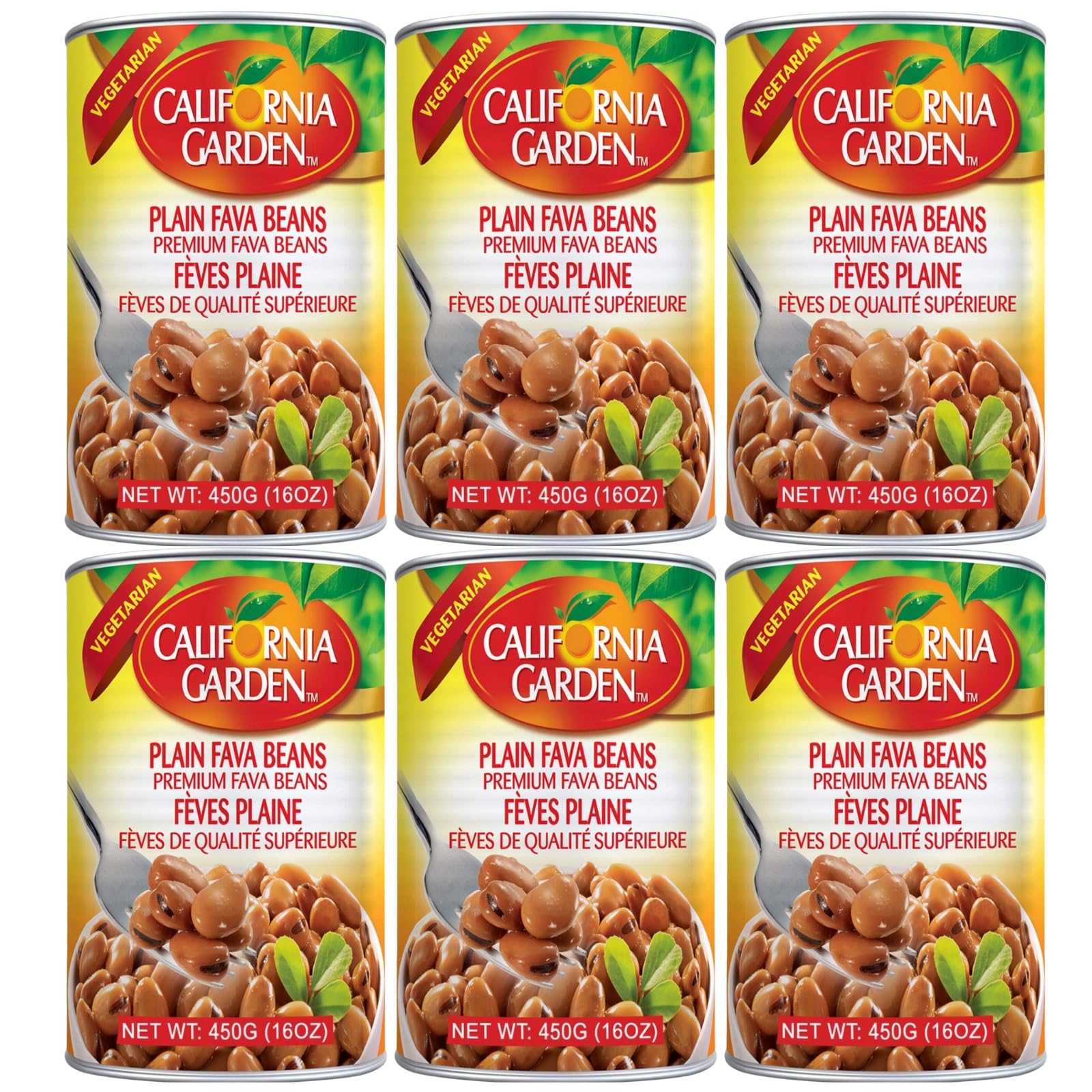 California Garden - Premium Fava Beans, Plain (6 Pack) 15.9oz x 6