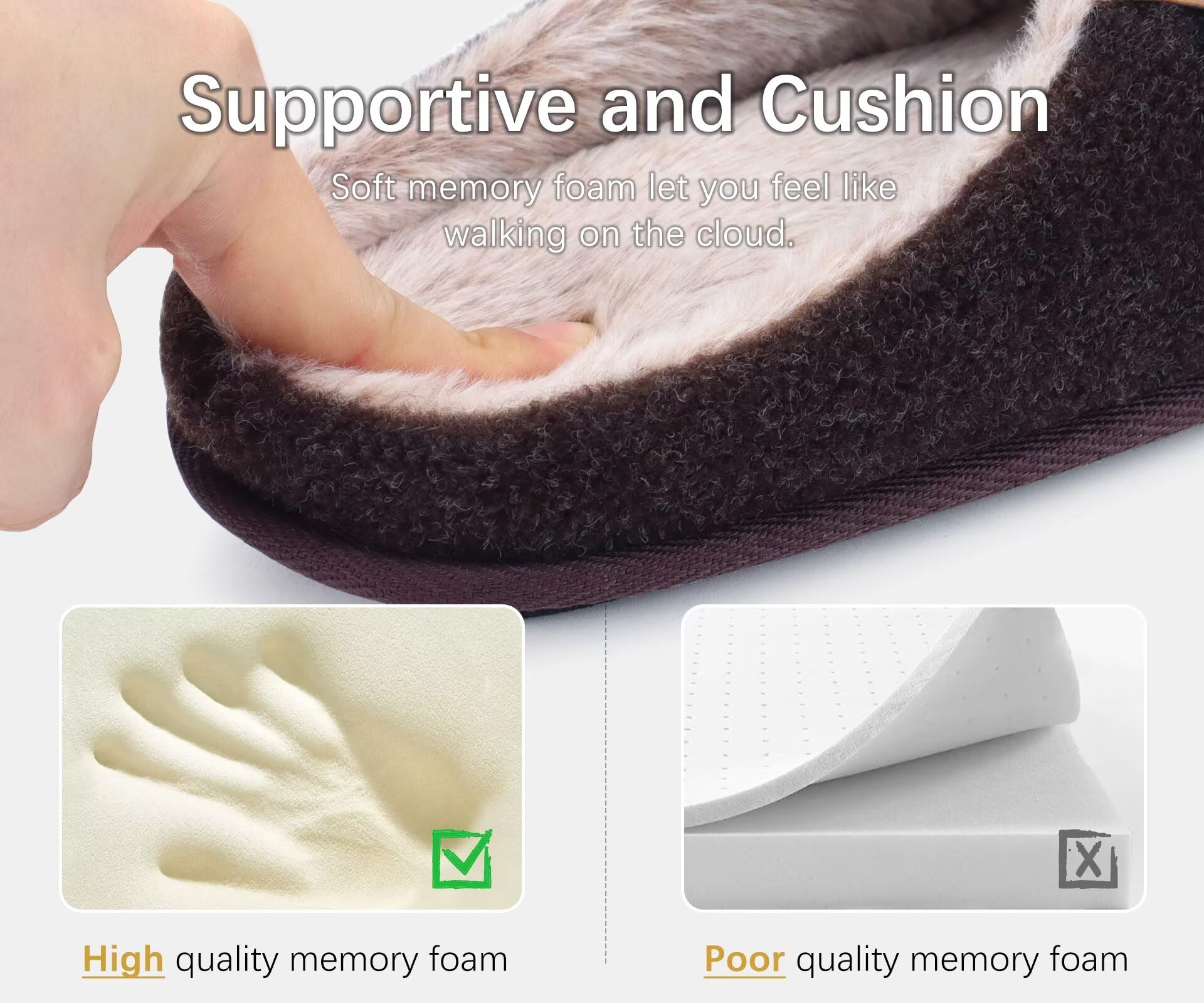 ONCAI Pantofole da Uomo Invernali, Comoda Memory Foam Calde Scarpe da Casa in Lana Con Suola Antiscivolo Taglia 40-49 EU