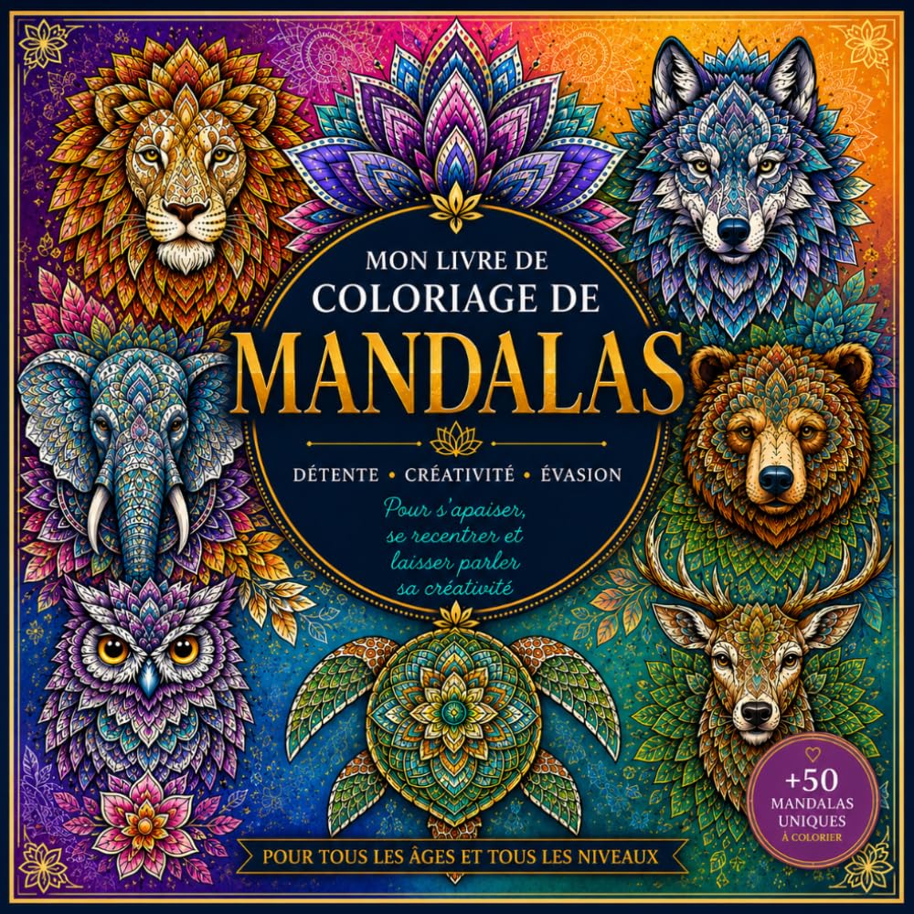L’Art du Mandala - Livre de Coloriage Mandalas pour Adultes: 50 créations relaxantes à colorier (Création et détente)