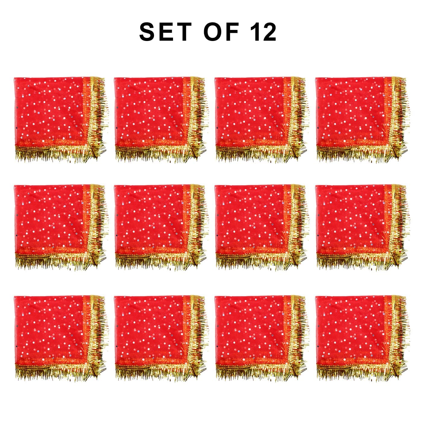 EKAN Navratri Kanjak Poojan Gift Items Dupatta/Chunni Set for Kanya Boys Girls Childrens Set of 12 Pcs Red Pack of 1 (Model-5) - Image 7 thumbnail