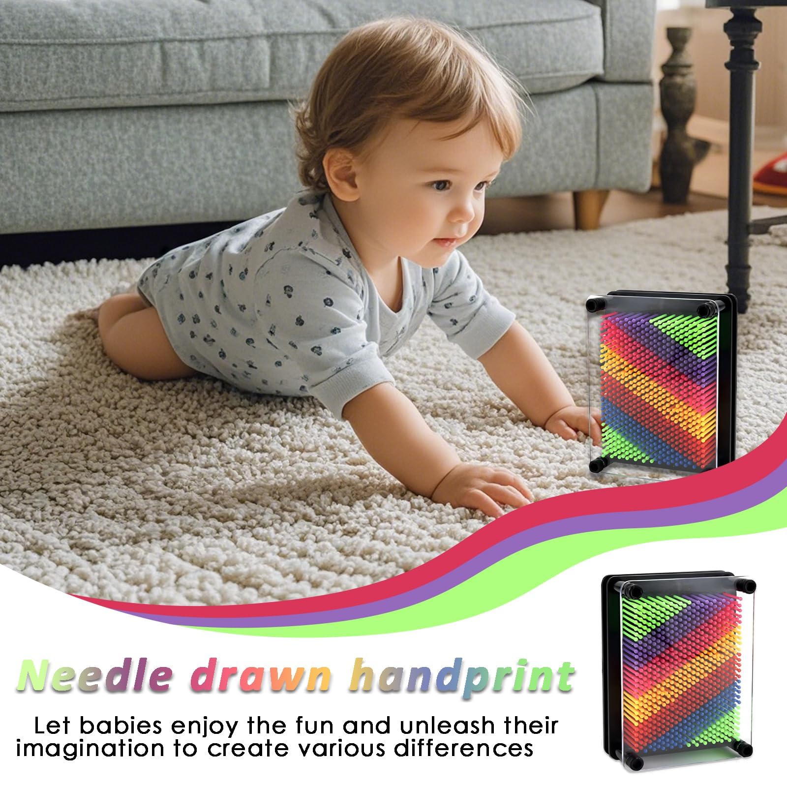 3D Pin Art Board: Create Amazing Sculptures with 500 Colorful Pins! Hands-On STEM Learning & Stress Relief Toy for Kids & Adults. Fun Home Office Desk Decoration & Great Gift Idea. - Image 4