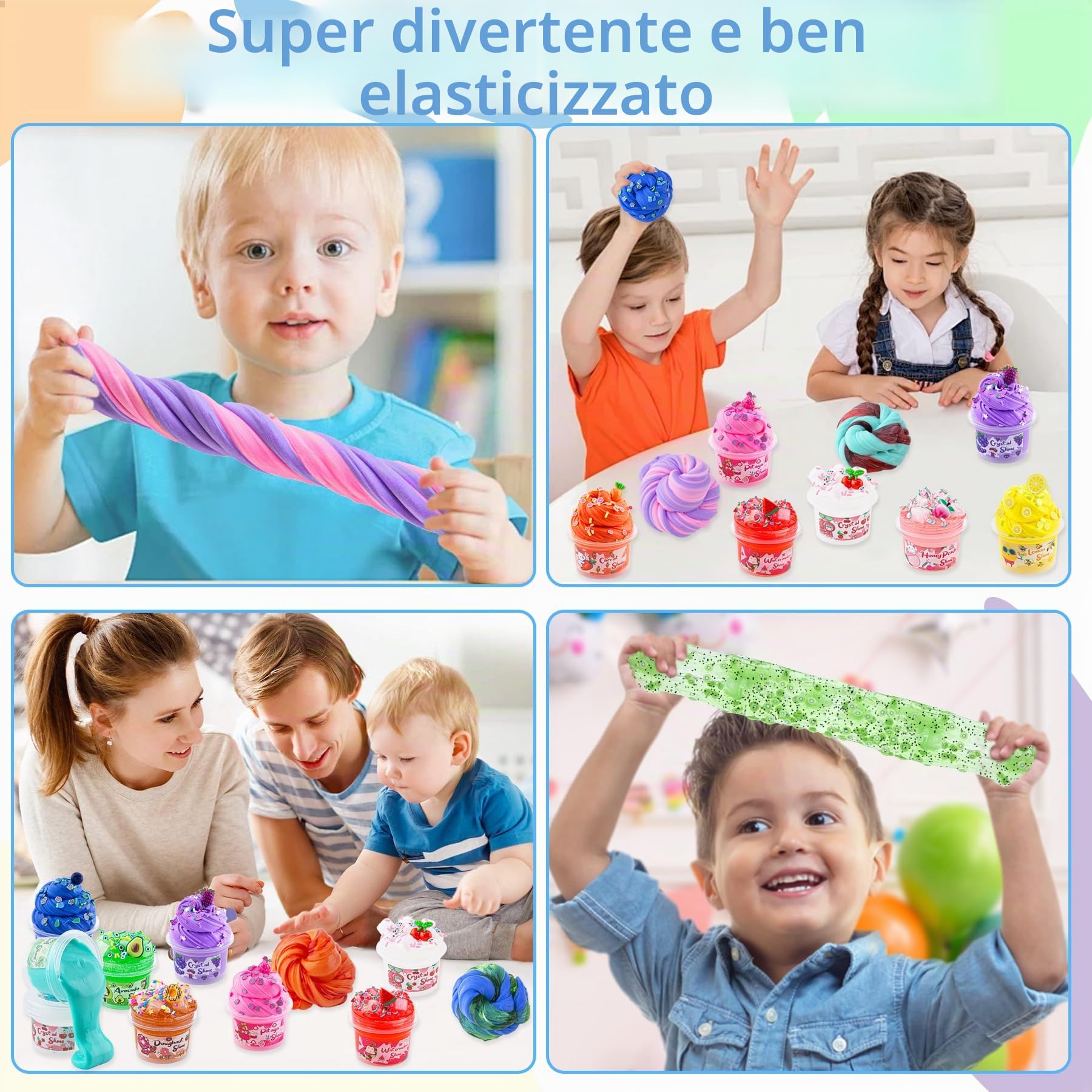 Kit di slime premade da 32 FL OZ, 12 confezioni di slime include 6 slime al burro e 6 slime trasparenti di cristallo, confezione da 38 pezzi con ciondoli e cubetti di gelatina, bomboniere per