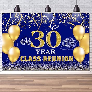 Dill-Dall 30 Year Reunion Banner, Class of 1995, Classmates Happy 30th Anniversary Party Photo Background Decorations Supplies Hanging Sign Poster, 6x4ft Blue