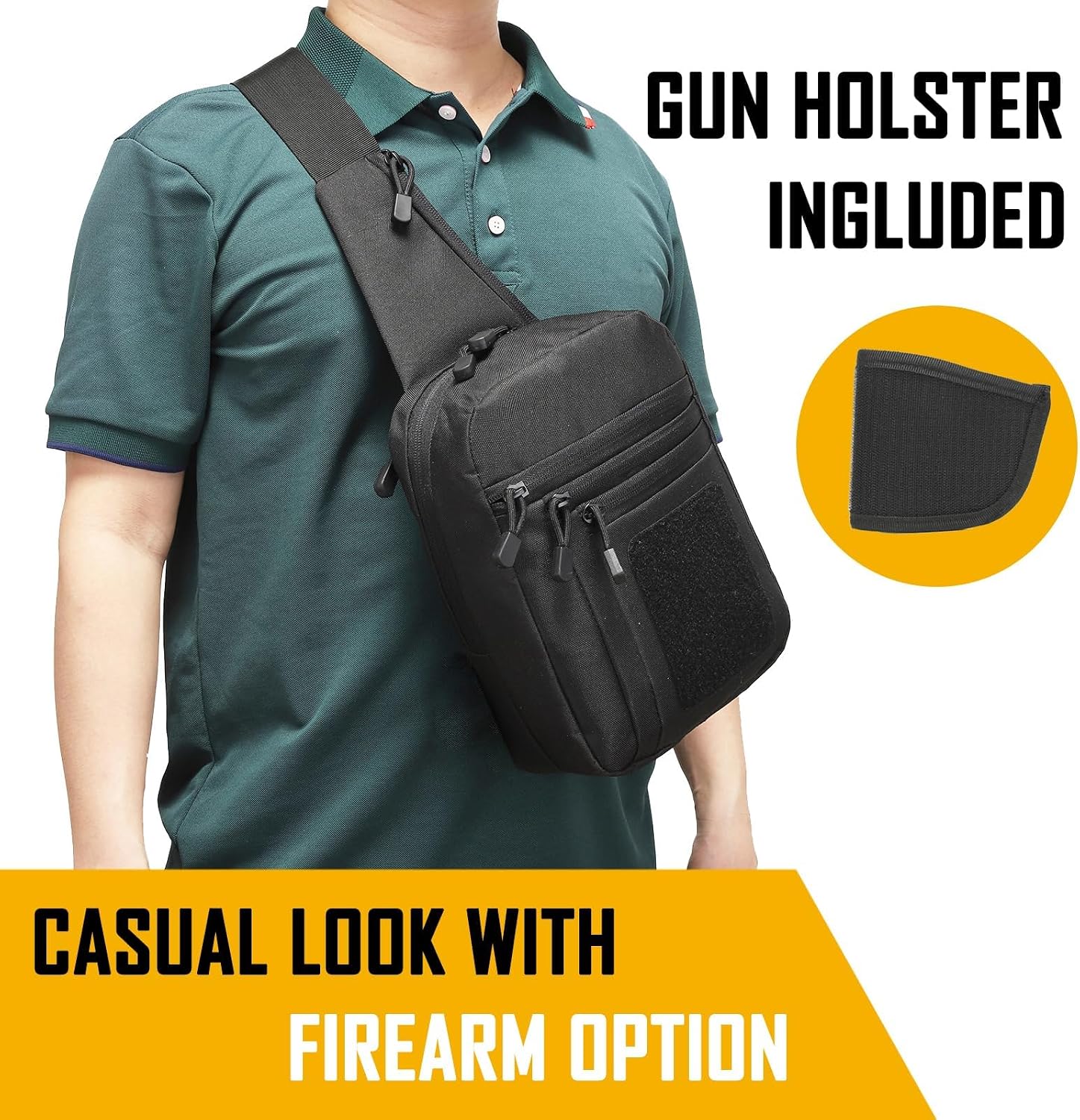 Concealed Carry Crossbody Bag for Men, Ccw Sling Bag EDC Carry Bag Shoulder Chest Pack Gun Bags for Handguns. image 3