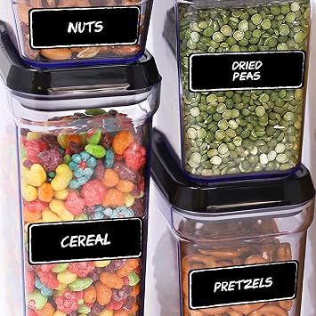 Lovable Labels Pre-Printed Chalkboard Pantry Labels - 288 Dishwasher Safe Pantry Container Labels Help Keep Your Pantry Storage Bins Containers Jars Bottles Canisters Organized Paint Design