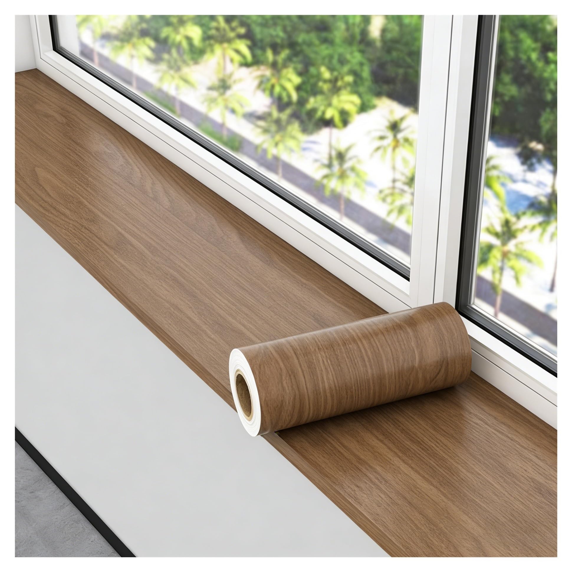 Tyzlup Self Adhesive PVC Window Sill Cover, Wooden Texture Waterproof Protector, Custom Cuttable Mat for Kitchens, Window Ledges & Bay Windows(F,32.8ftx11.8in/10mx30cm)