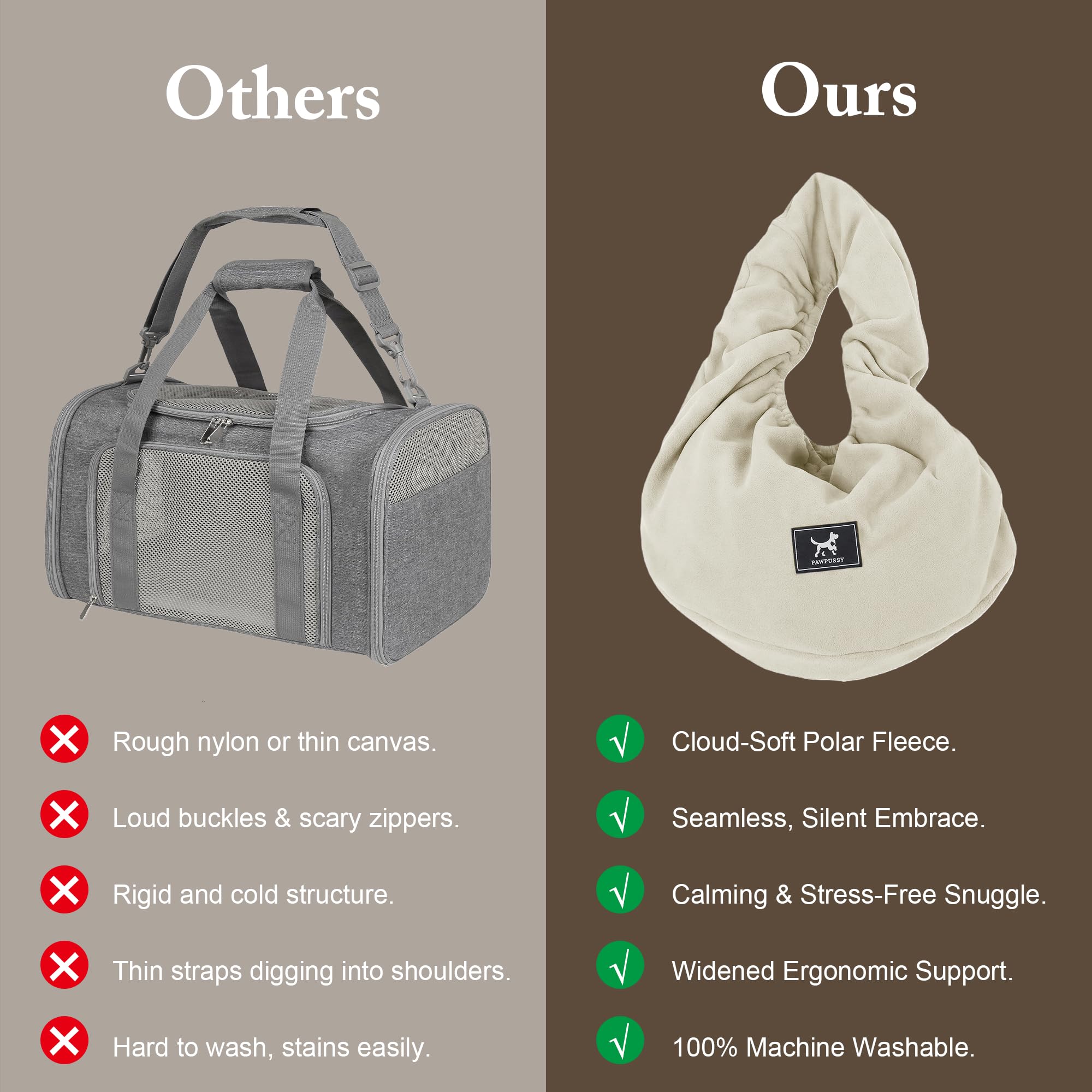 Sac de transport pour chat en bandoulière, porte-bébé pour animaux de compagnie mains libres pour petits chiens et chats - Sac de transport Pubby pour chaton doux et respirant, poche