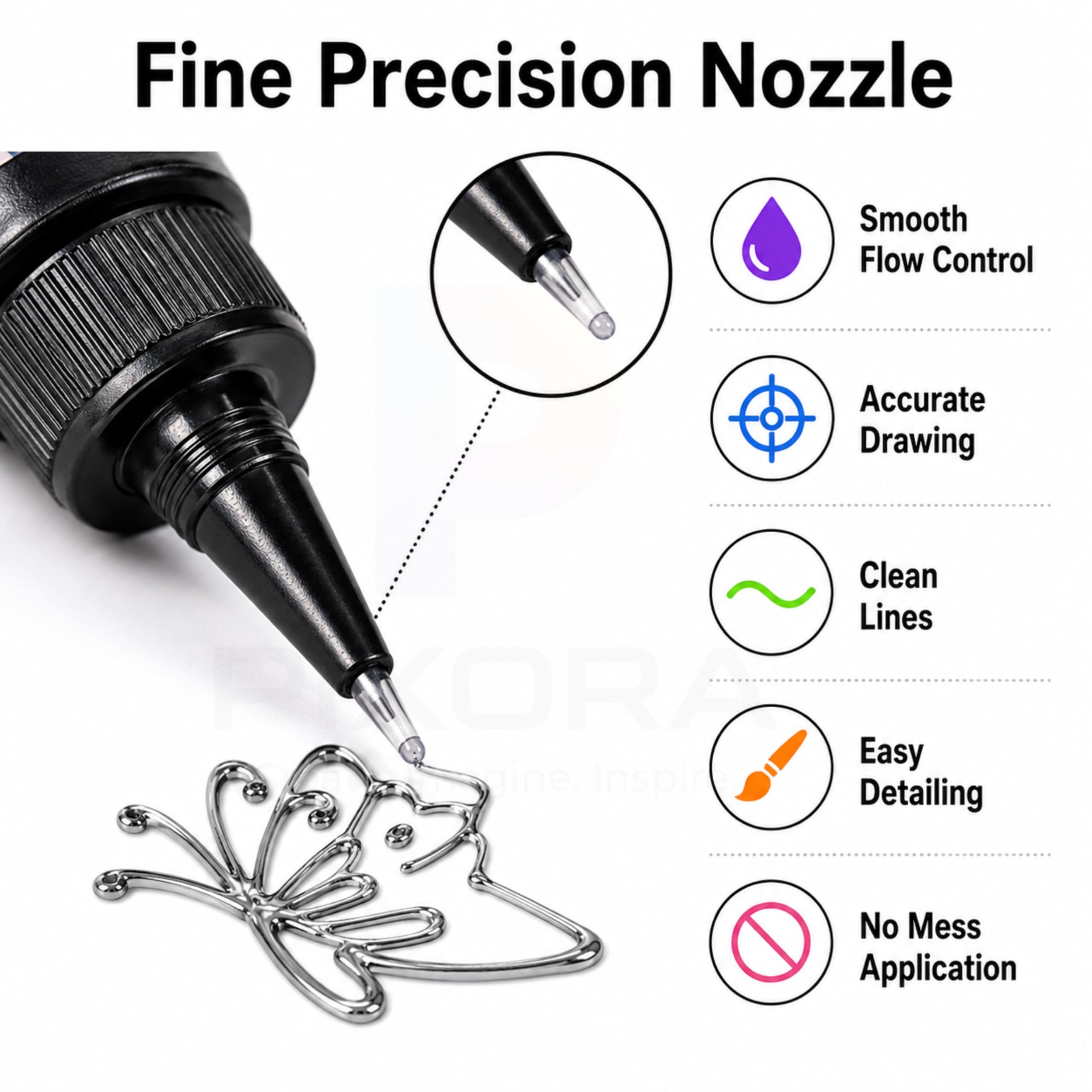 PIXORA UV Resin 3D Styling Pen, UV Resin Glue with Precision Nozzle, Fast UV Cure for DIY Crafts, Jewelry Making, Nail Art, Keychains & Resin Projects, 20ml (Gold) 2
