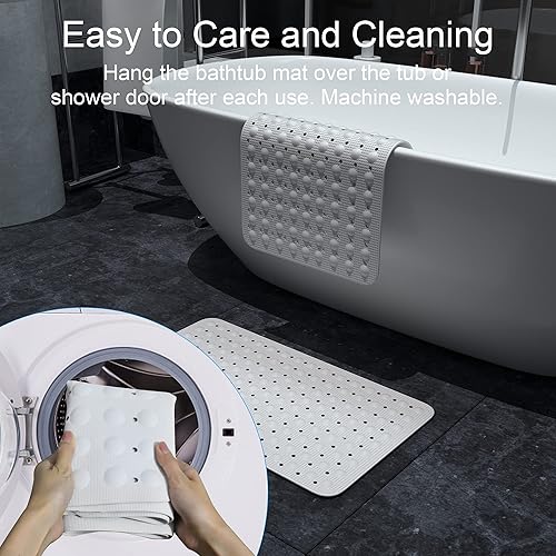 Miniatura 6 de Tapete de baño antideslizante para bañera, tapete de ducha antideslizante, de goma natural sin olores de plástico, perfecto para bebés y ancianos,
