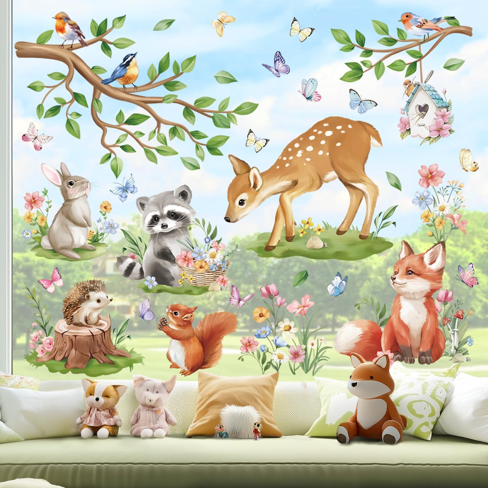 Decalmile Wandtattoo Waldtiere - 4-teiliges Set Für Kinderzimmer Dekoration 30x90cm