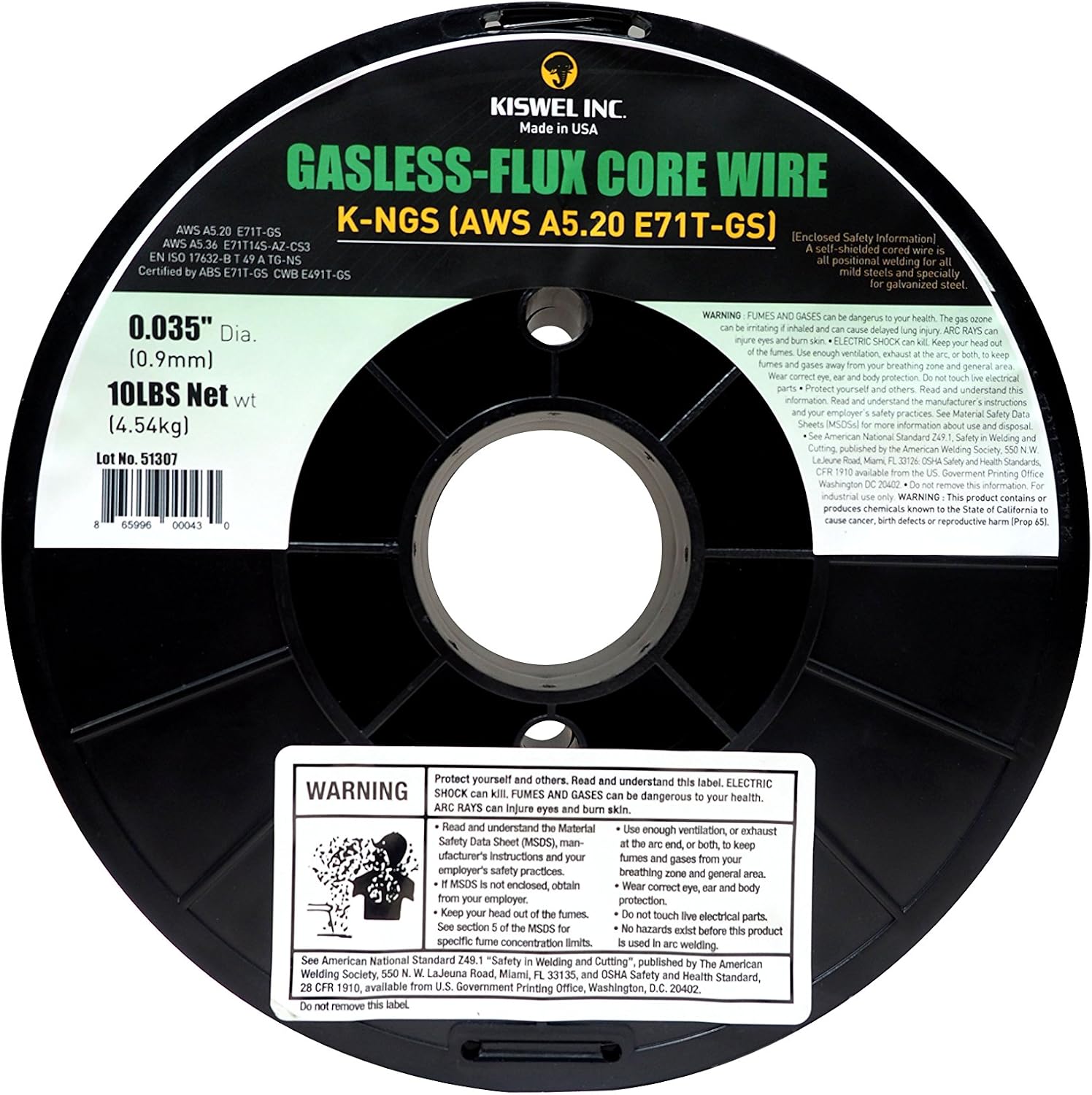 Kiswel USA K-NGS E-71TGS 0.035in. Dia 10lb. Gasless-Flux Core Wire Welding wire Made in USA
