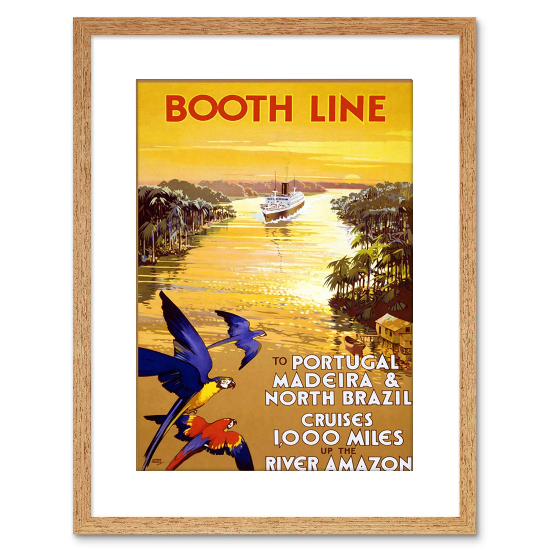 Wee Blue Coo 9x7 '' BOOTH LINE PORTUGAL BRAZIL PARROT SHIP FRAMED ART PRINT F97X1354