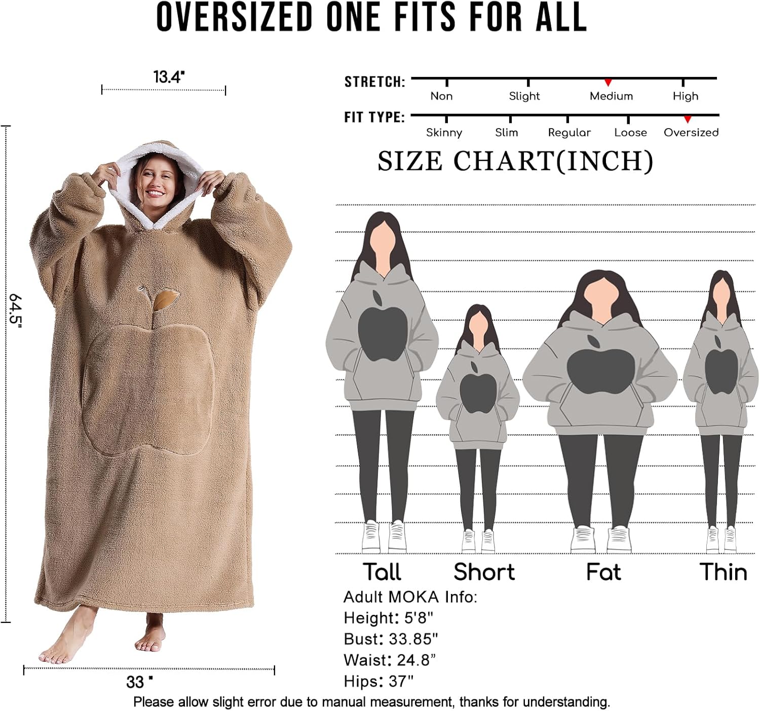Wearable Blanket Hoodie for Women - Oversized Hooded Blanket Warm Christmas Birthday Gifts for Mom Adults Fluffy Plush Blanket Sweatshirt Khaki - Image 4