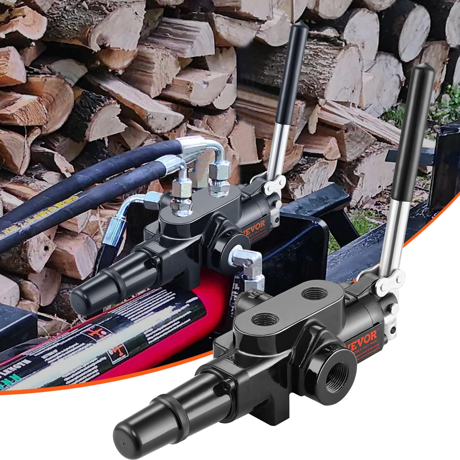 VEVOR Hydraulisches Holzspalterventil - 1 Spule, 25 GPM Wegeventil, 3626 PSI Laderventil, Joystick-Steuerventil für Kleine Traktoren, Lader, Holzspalter