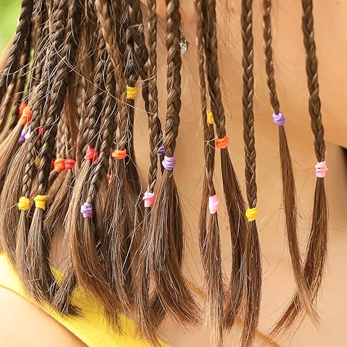 Miniatura 6 de HAUTOCO 2000 bandas para el cabello, 24 colores, pequeñas cintas elásticas para el cabello con 3 herramientas para el cabello de cola de caballo