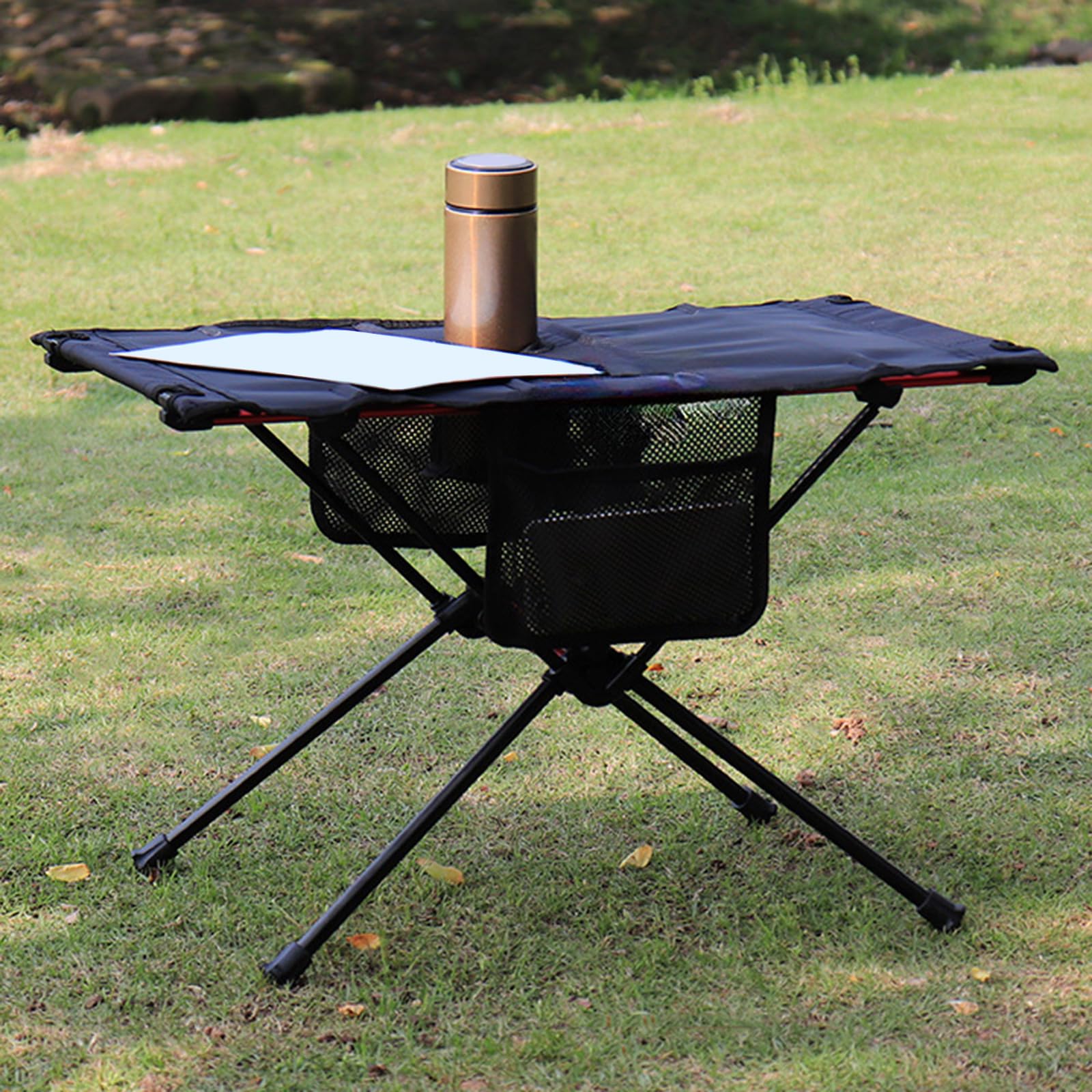 FAXIOAWA Tavolo Pieghevole da Picnic Arrotolabile Tavolo da Pesca Pieghevole da Esterno Portatile Tavolo da Campeggio Pieghevole in Alluminio con portabicchieri