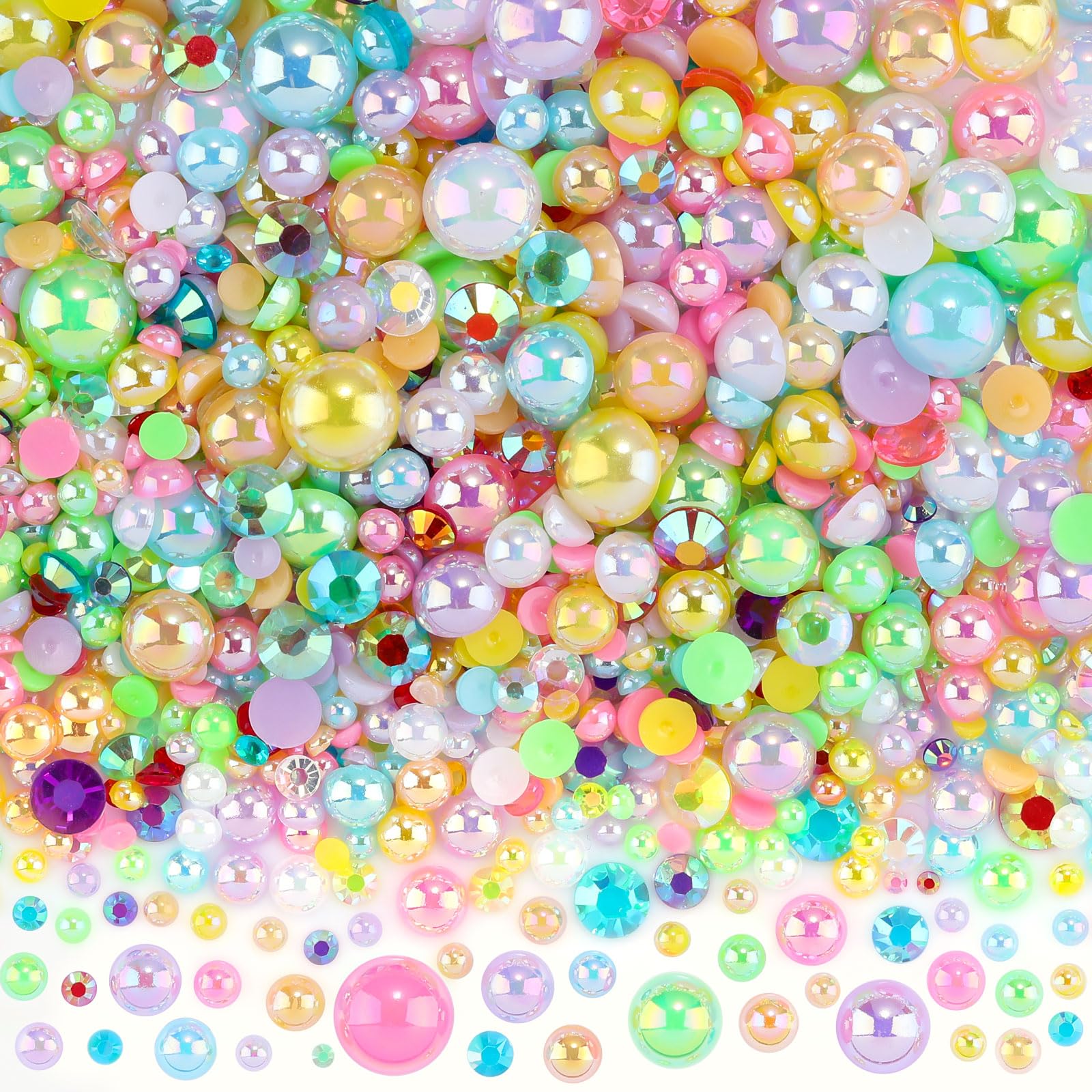 Kikonoke 3900+ Pcs Rhinestones and Pearls Kit, 2-10mm Flatback Gems for Nail Art, Tumbler Decoration, DIY Crafts, 14 Colors Mixed DIY Supplies (