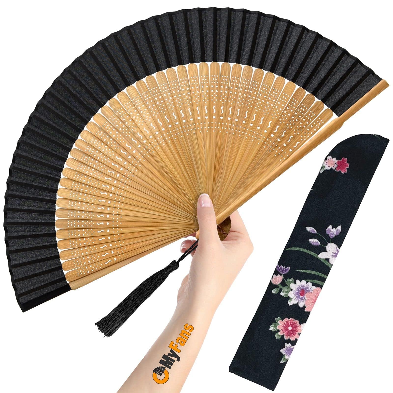 Hand Fan for Women Foldable Vintage Bamboo Silk Fan