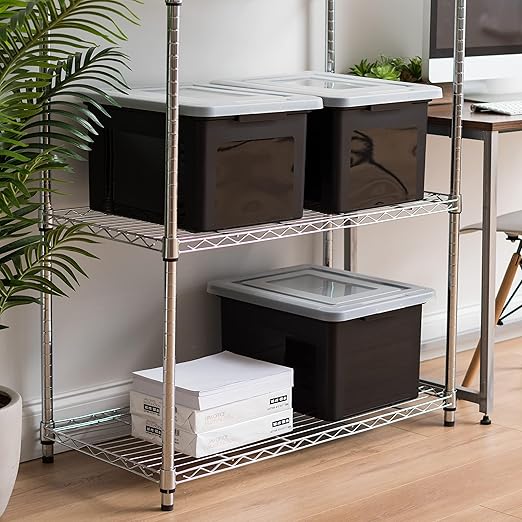 With its well-thought-out design, this storage bin features a latching lid that securely locks, preventing any accidental spills or damage to your important papers. The lid's sturdy construction ensures that it stays in place even if the box is stacked or transported.