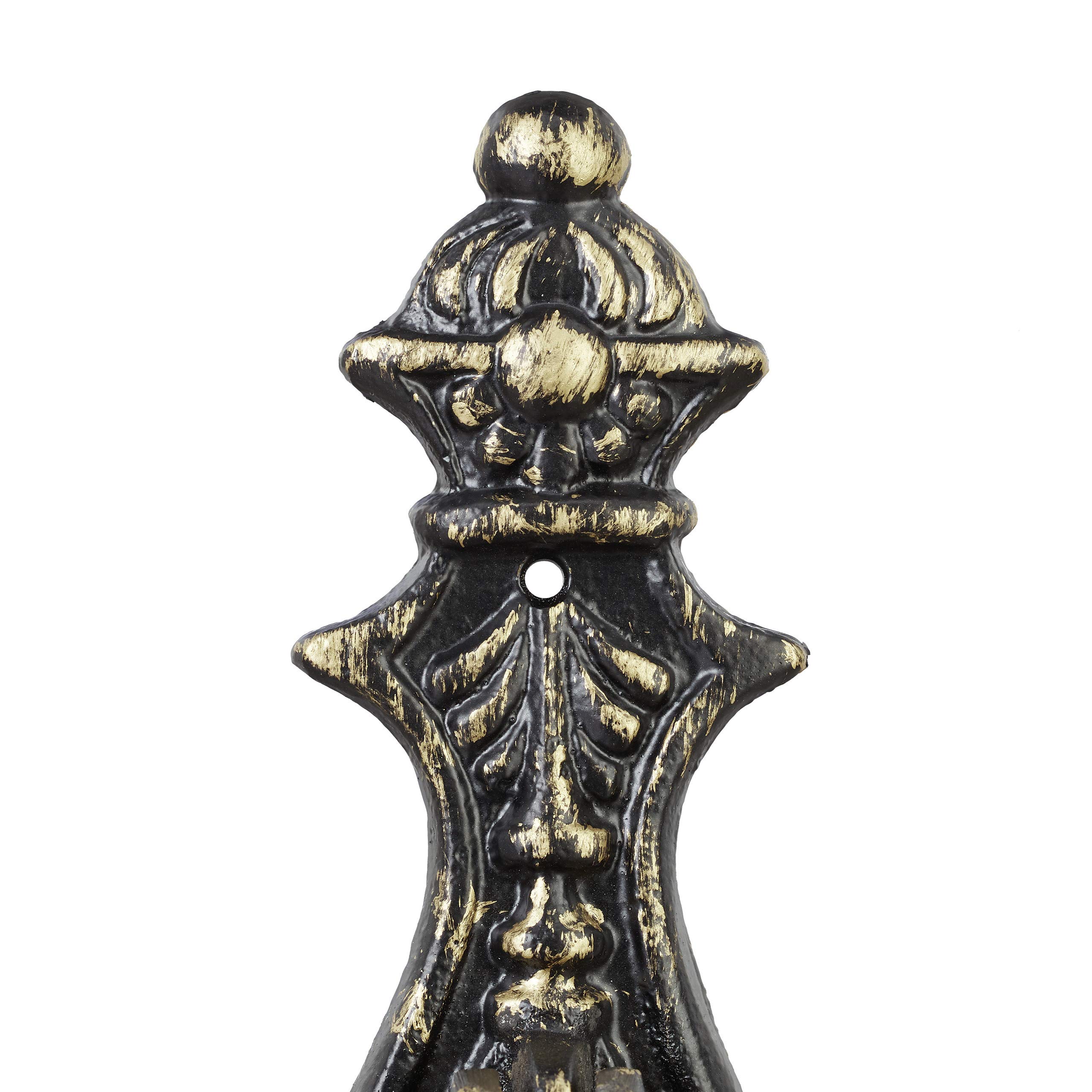 Relaxdays Heurtoir de porte antique, Anneau de frappe pour porte, style rustique, fonte de fer, 24x8,5x3 cm, noir/bronze