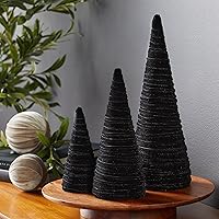 Vista 2 de Your Heart's Content Juego de 3 árboles de terciopelo negro, decoración de mantel hecho a mano, mesa de árbol de Navidad, centro de mesa