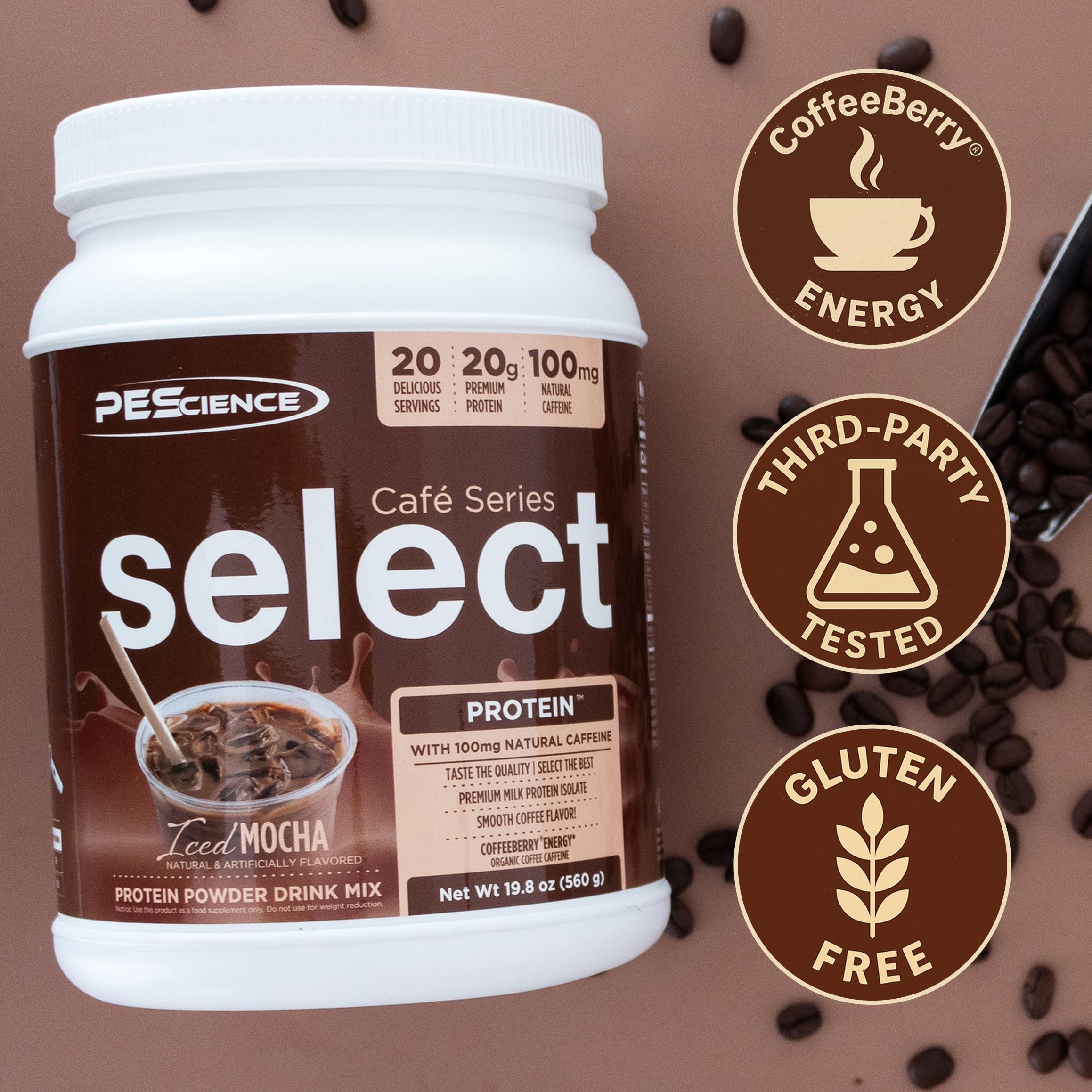 PEScience Select Cafe Protein Coffee Powder, Iced Mocha, 20 Servings — Amazon image 4
