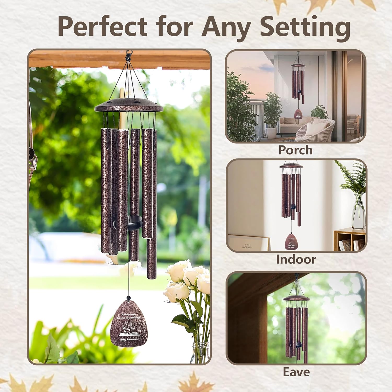 TRILVIX Retirement Gift for Woman Men – 32" Wind Chimes with Happy Retirement Tag, Outdoor Decoration for Retirement Party, Cool Retirement Gifts for Teachers Coworkers Boss Nurses Colleague Friends - Image 4