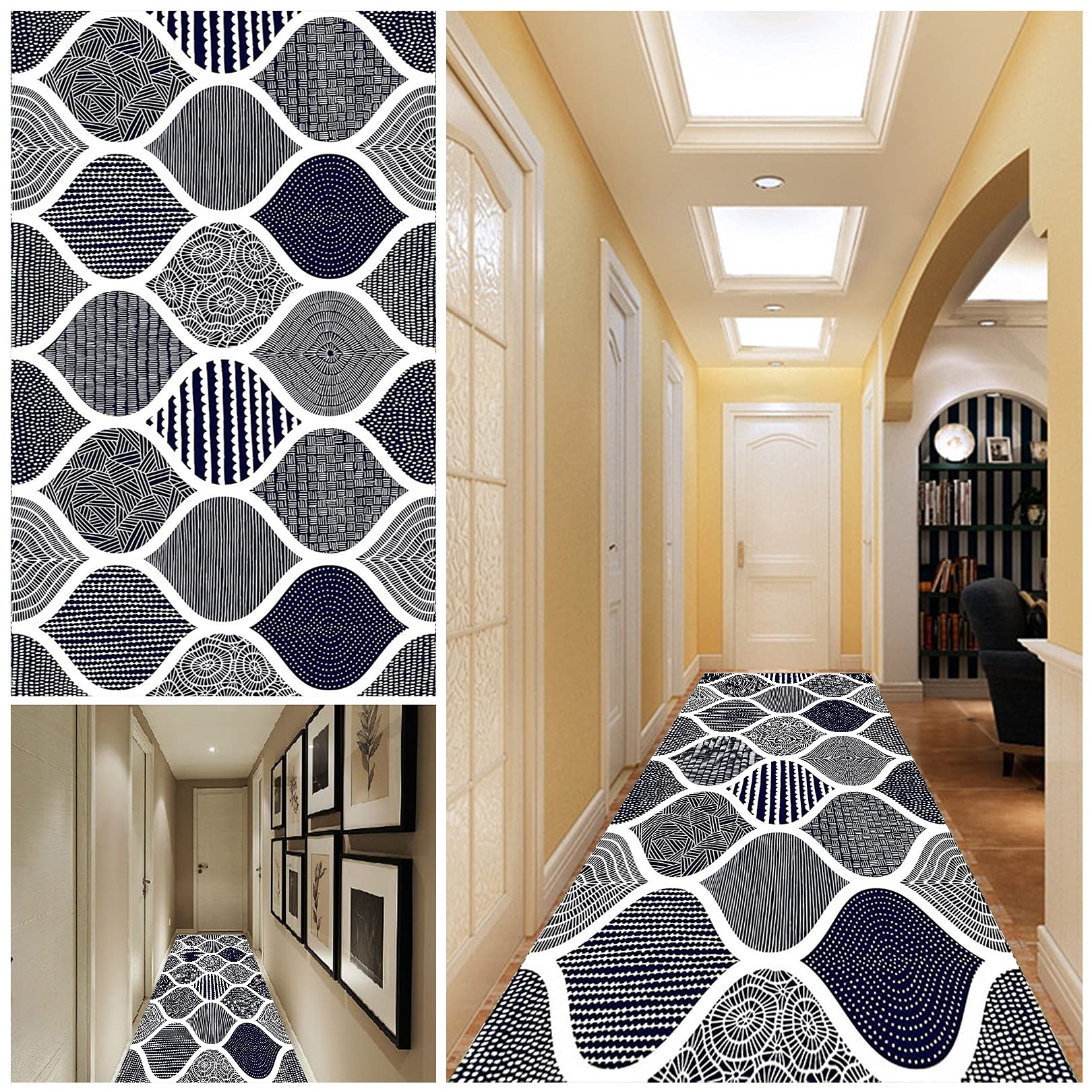 Alfombra de Pasillo 90x150cm Alfombras Pasillo Antideslizante Lavable Superficie Suave para Pasillo Baño Grandes Cocina Pasaje, F