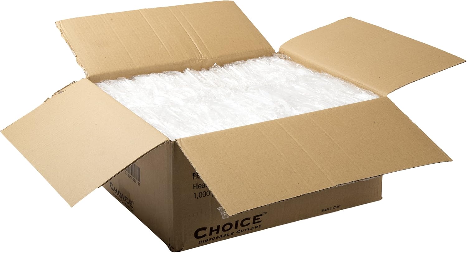 AmerCareRoyal Heavy Weight Individually Wrapped Disposable Polystyrene Plastic Teaspoons for Restaurants and Catering, White, Pack of 1000