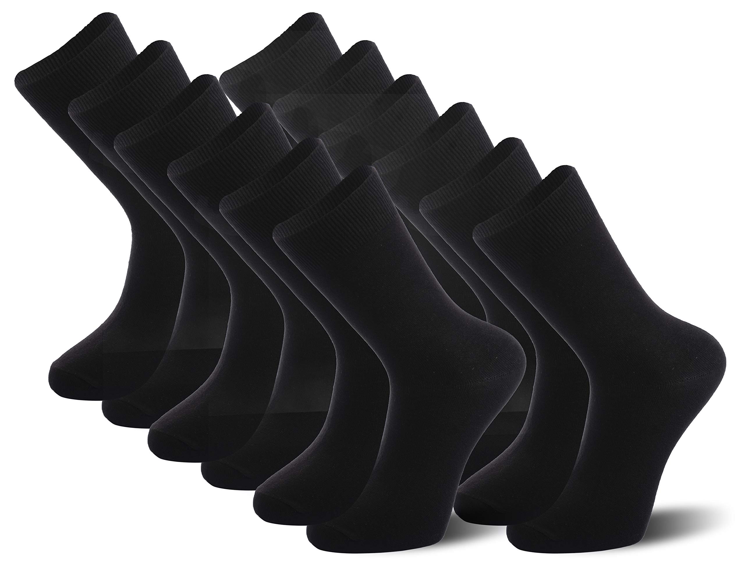 STRATO COTTON Plain Everyday Crew Socks, Cotton Rich Dress Socks, Size 6-10, 12 Pairs