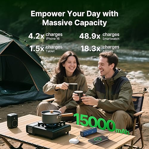 Miniatura 9 de Autel Banco de energía con panel solar de 36 W, cargador portátil de 15,000 mAh, kit de batería LiFePO4 de carga rápida para acampar al aire libre,