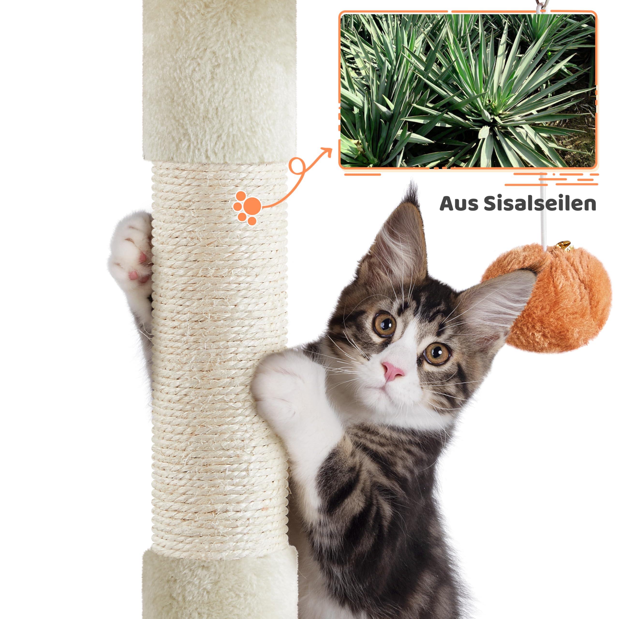 Yaheetech Árbol Rascador para Gatos Altura 165 cm con 5 Niveles de Plataforma y Cuevas Verde y Beige