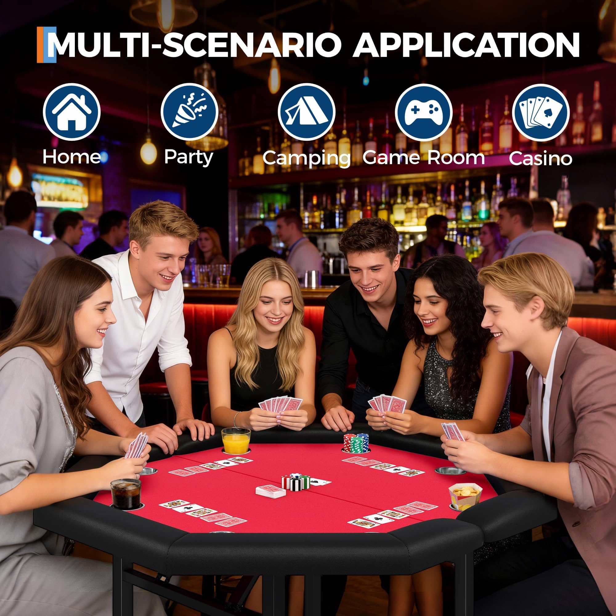 Garvee Tavolo Da Poker Ottagonale Pieghevole, 122 cm Per 8 Giocatori