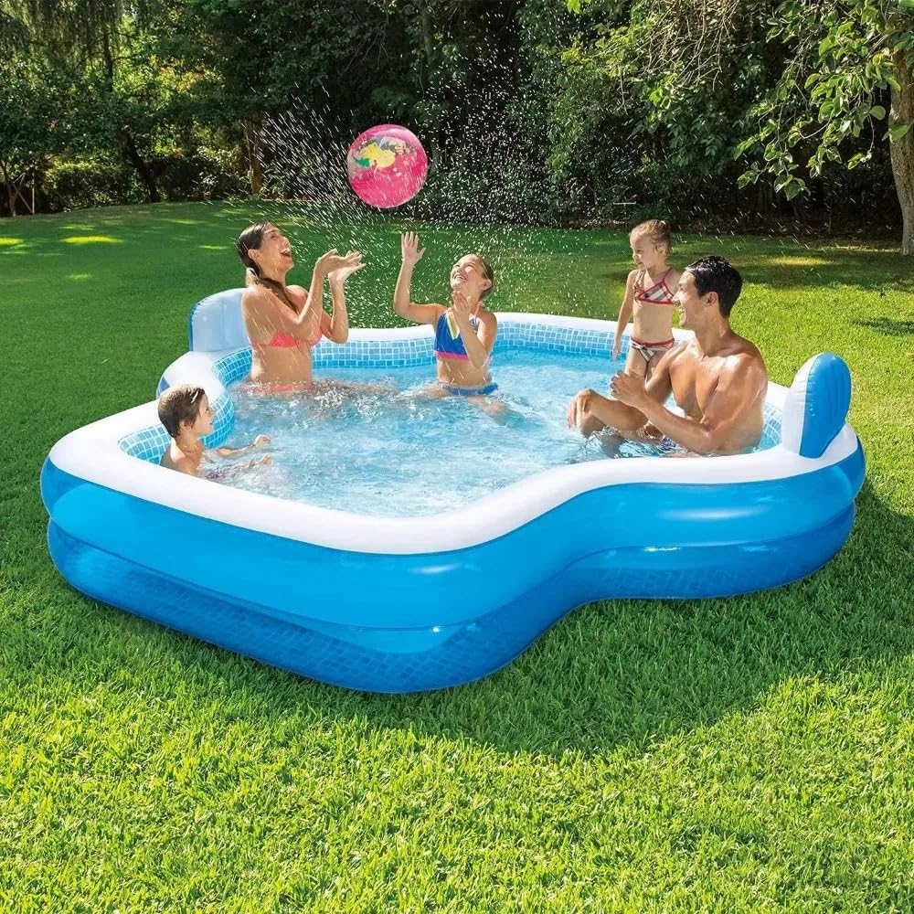 Kit d'entretien aspirateur Piscine Piscine familiale de 10 Pieds de Long, 2 sièges gonflables avec dossiers. 120" LX 110" WX 26" H