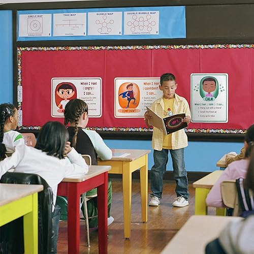 Miniatura 5 de Juego de 8 pósteres de aula How I'm Feeling de 17 x 22 pulgadas  Decoración motivacional para el aula  Construye vocabulario emocional y desarrolla