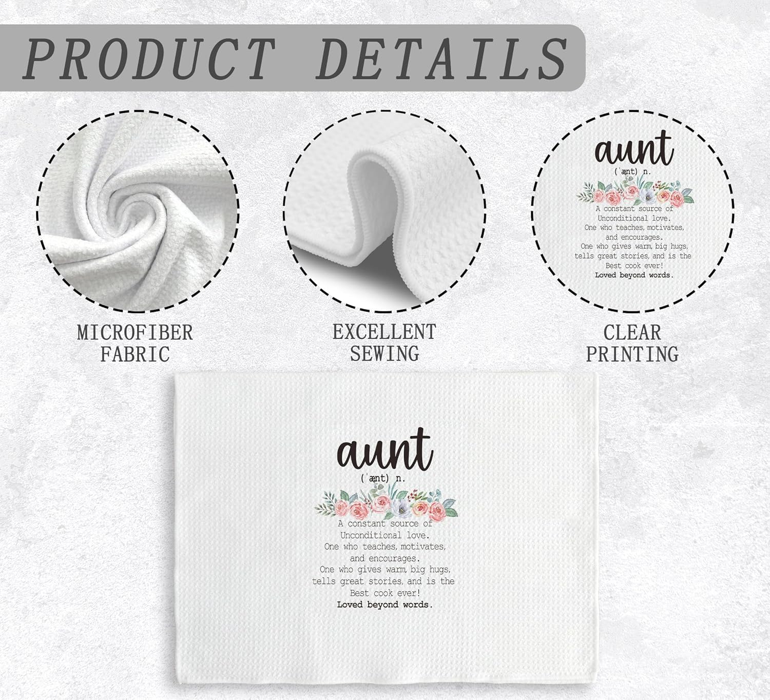 Aunt Gifts Kitchen Towels and Dishcloths, Aunt Gifts from Niece Nephew, Best Aunt Ever Gifts, Gifts for Aunt Hand Towels Tea Towels for Bathroom Kitchen, 16×24 Inches - Image 6