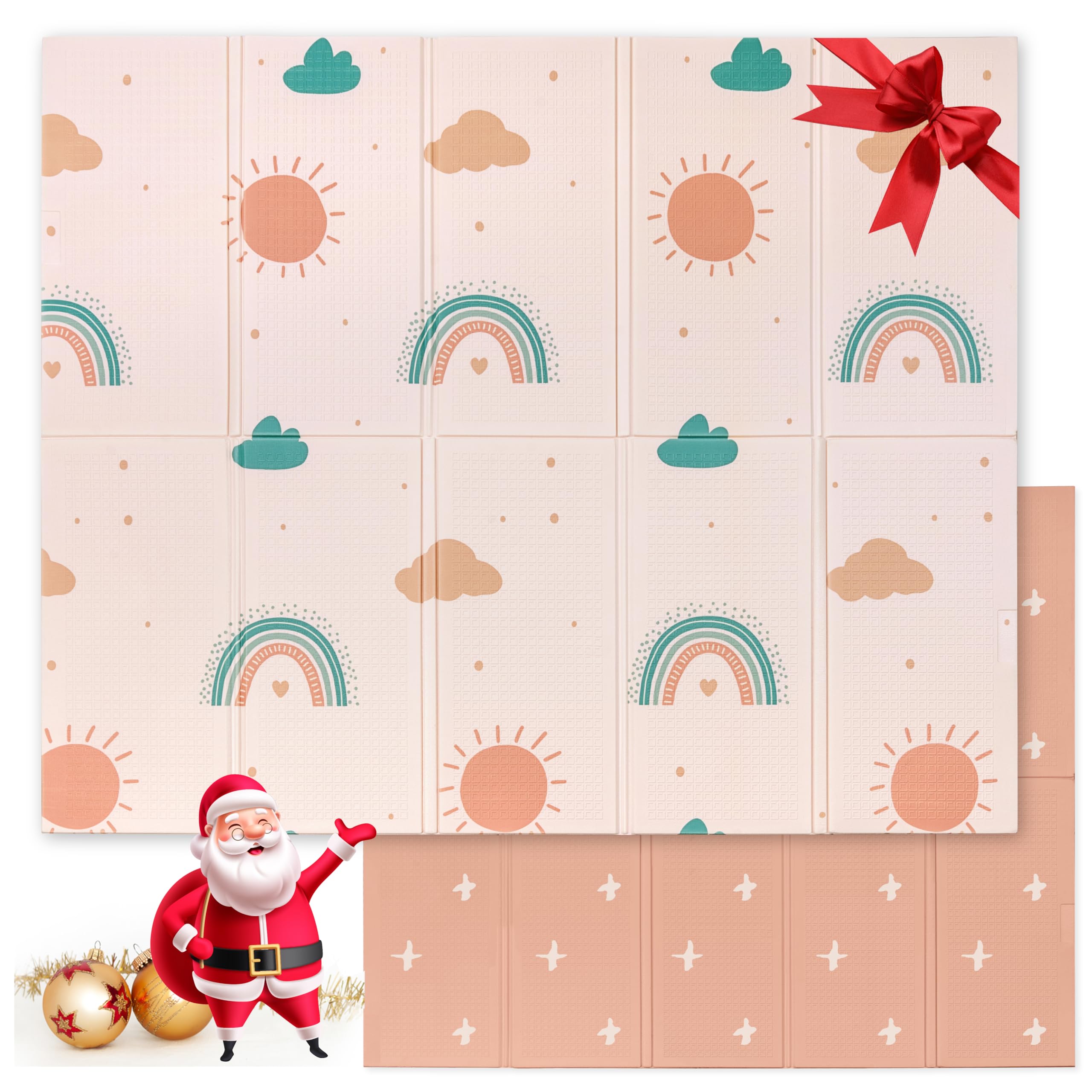 Alfombra Bebe Acolchada Plegable - Alfombra Bebe Sweety Fox 150x180x1cm - Alfombra Infantil Reversible, Plegable e Impermeable - Colchoneta Bebe Suelo para Jugar - Tapete Bebe - Arco iris