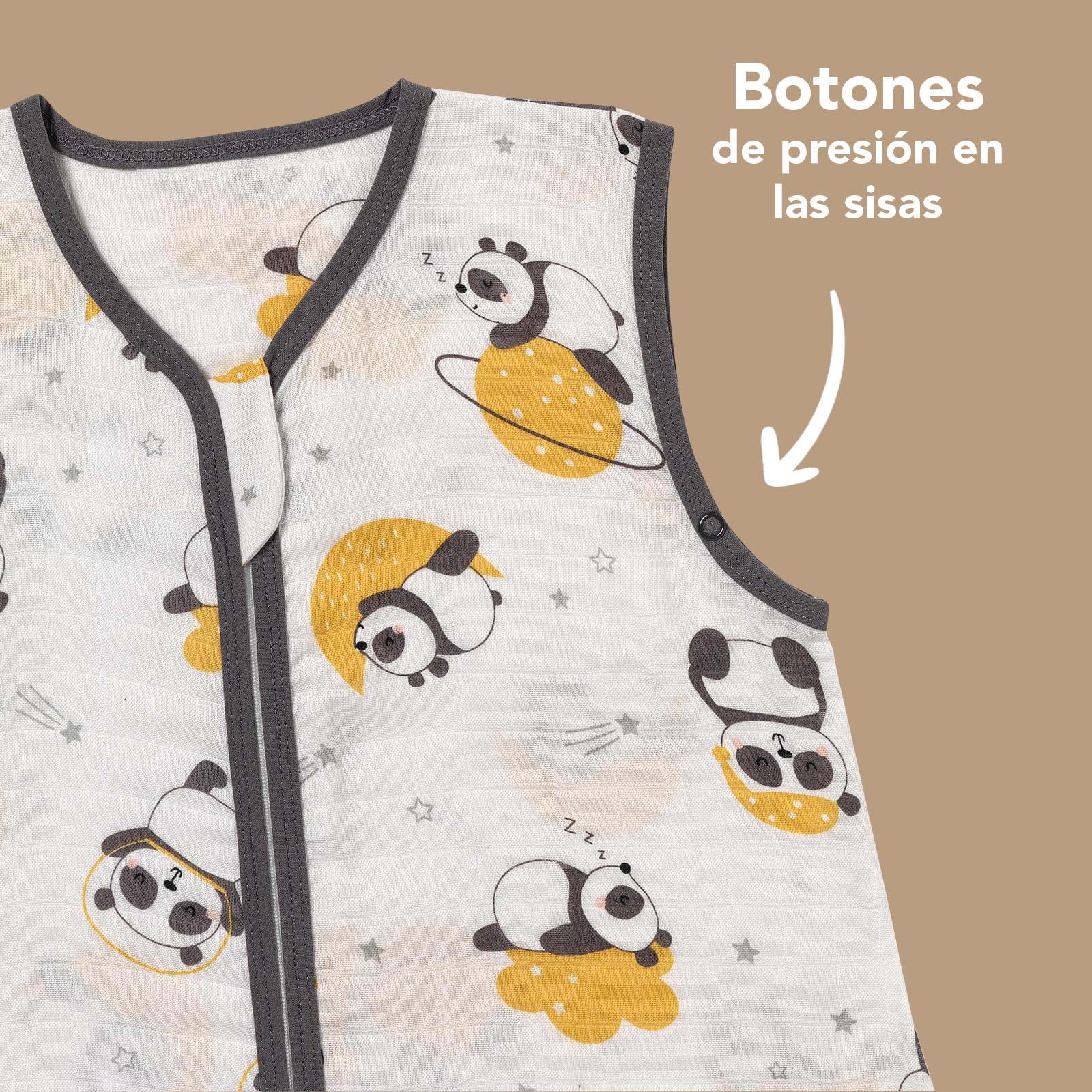 Slumbersac Saco de dormir bebe con pies para el verano 60 cm Panda 0.5 Tog de muselina | Saco dormir con piernas para tamaño del cuerpo 60-70 cm | Saco de dormir de verano