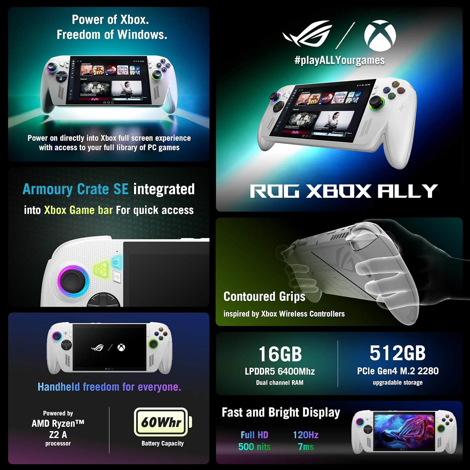 ROG Xbox Ally (2025) Handheld Gaming Console, 7” Full HD 120Hz Touchscreen Display, AMD Ryzen™ Z2 A with AMD Radeon™ Graphics, 16GB, 512GB, RC73YA-XB_ALLY.Z2A.16 - Windows - Image 7