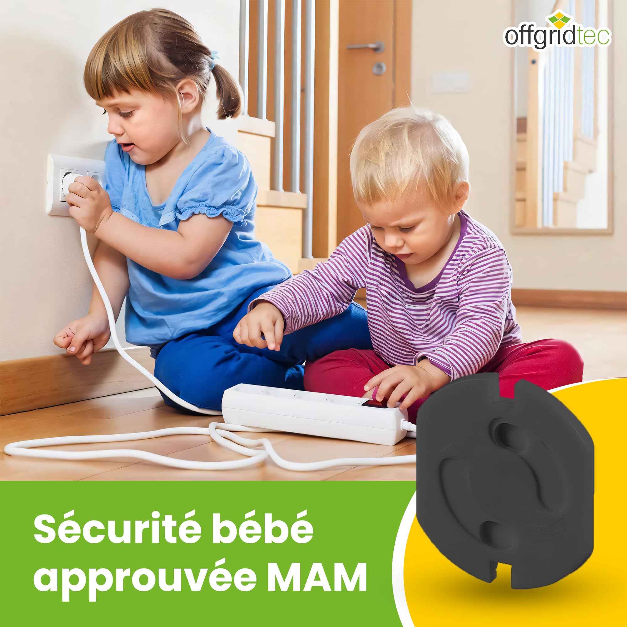Offgridtec Accessoires Lot de 20 cache-prises à mécanisme tournant - Noir
