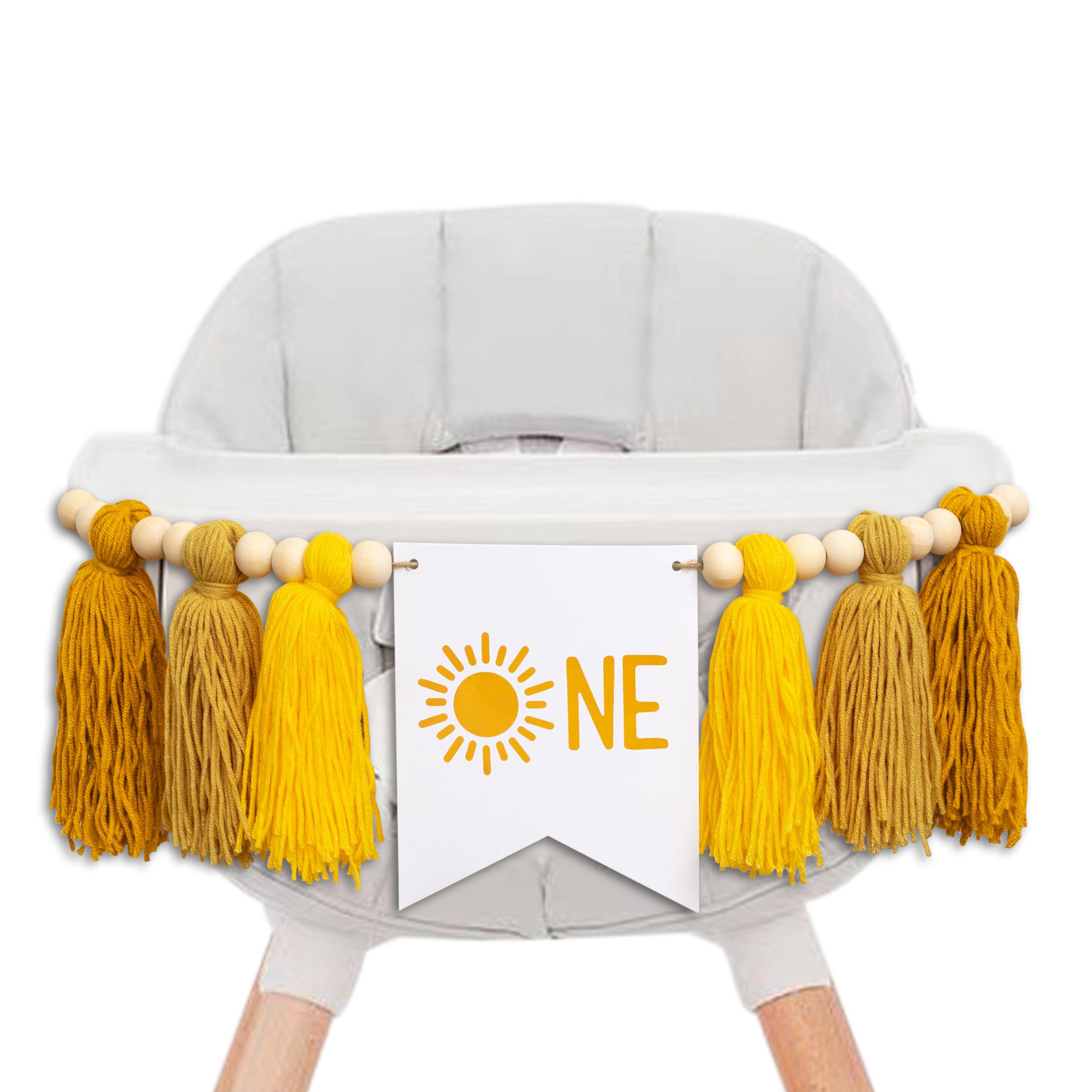 Gostman Sun One Tassel High Chair Banner - First Trip Around The Sun Birthday Party Decoration, Sun Sign First Birthday Party Supplies, Sunshine