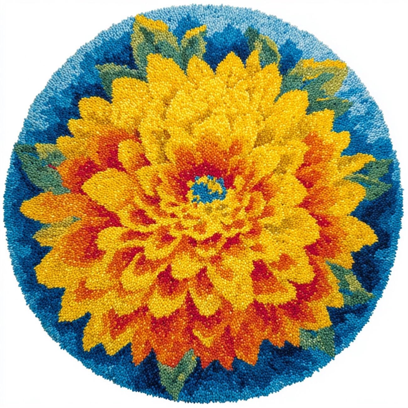 Kitquiver Rug Making Kit for Adults Golden Dahlia 60x60cm