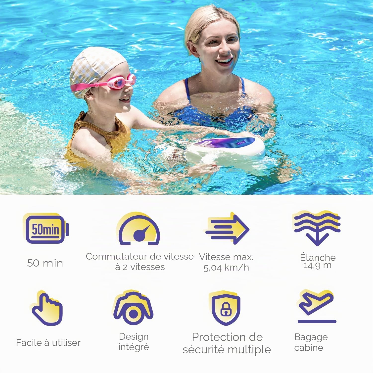Hagul Trottinette sous-marine 50 minutes étanche 15 m 2 vitesses piscine enfants