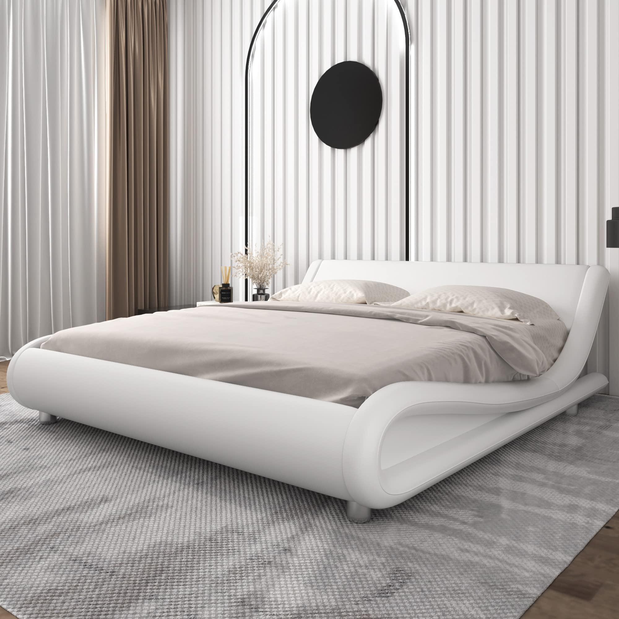 Buy Einfach Platform Bed Frame with Ergonomic Adjustable Headboard