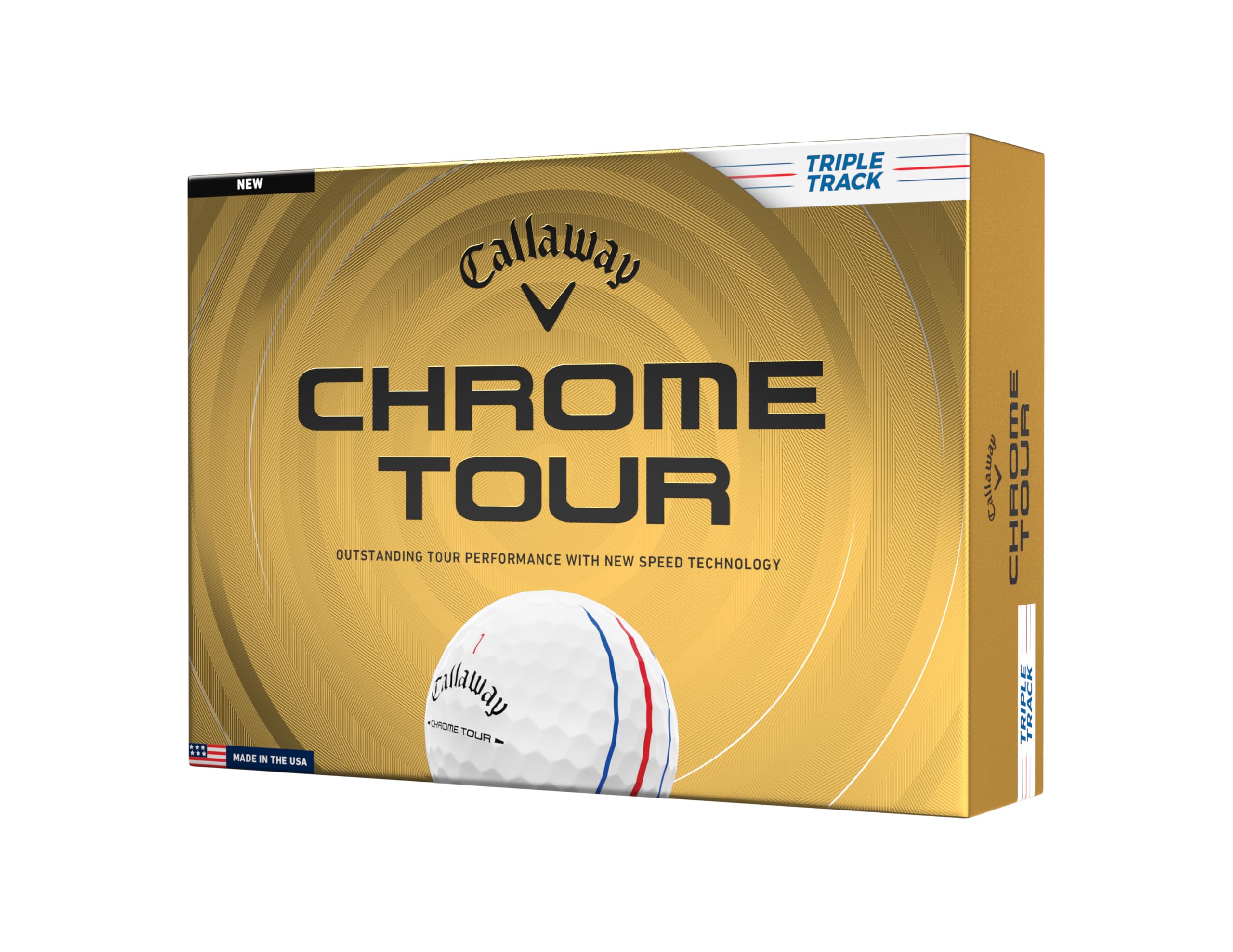 Palline da golf Callaway Golf Chrome Tour 2026, tripla pista, bianche