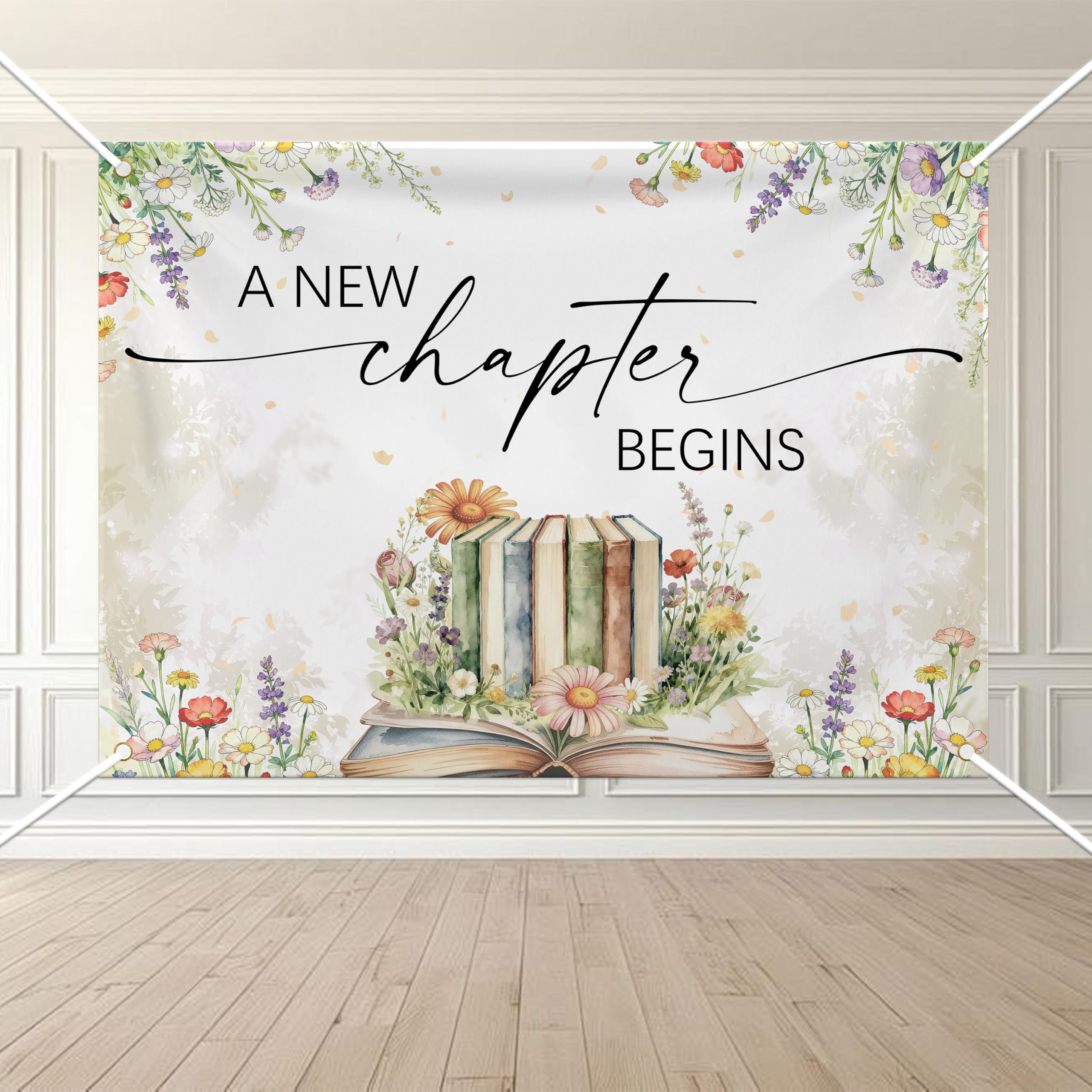LANKBACK A New Chapter Begins Backdrop Storybook Baby Shower Decorations Bridal Shower Engagement Wedding Party Decorations