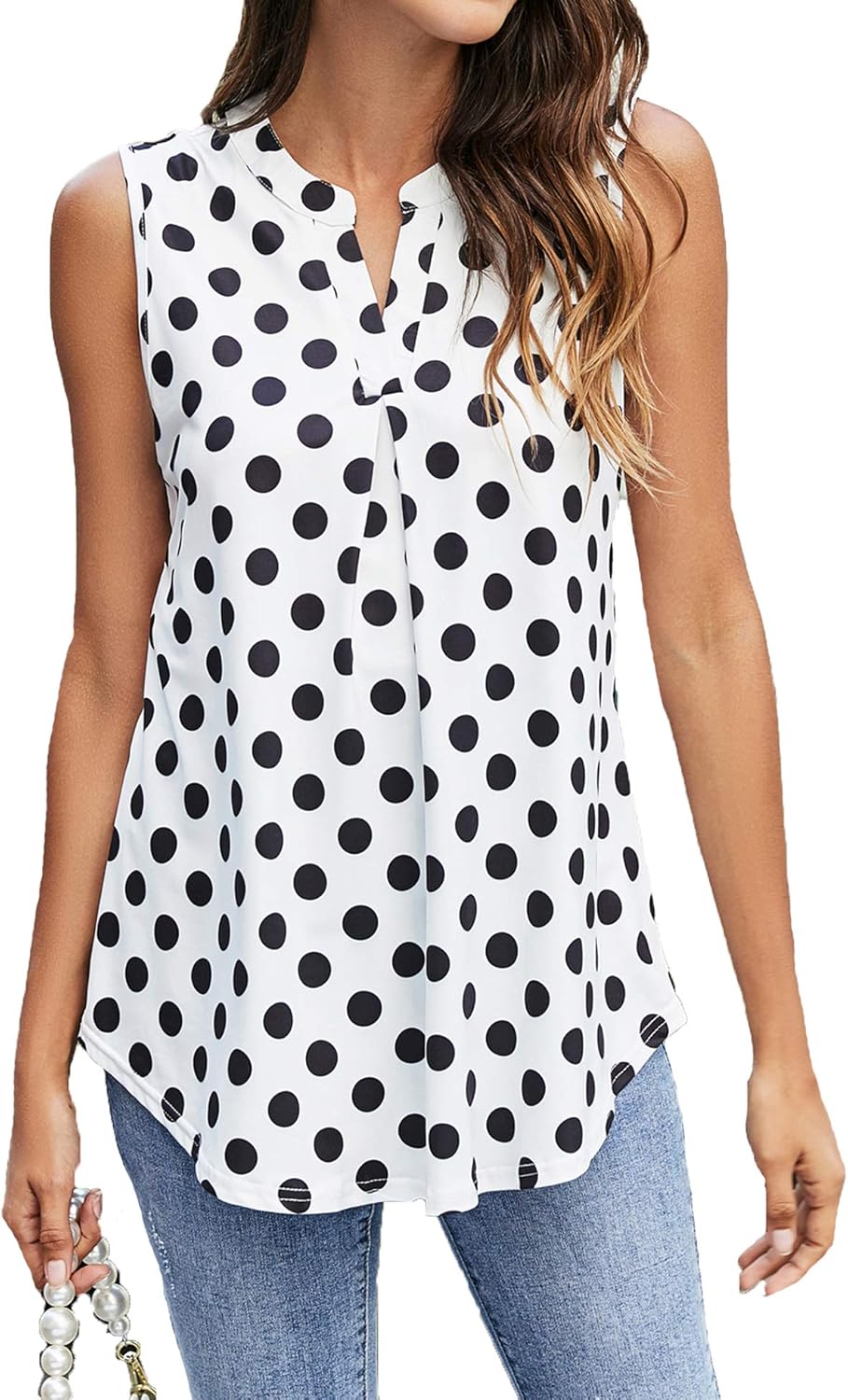 Newchoice Womens Tank Tops V Neck Sleeveless Summer Shirts Loose Casual Tops Blouses (M-3XL)